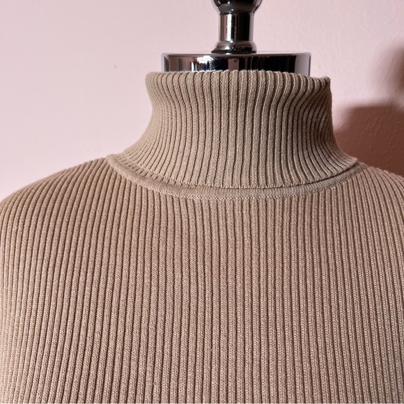 Vintage 90 Y2K Liz Claiborne Ribbed Camel Turtleneck Sweater Cotton Fitted - Picture 12 of 17